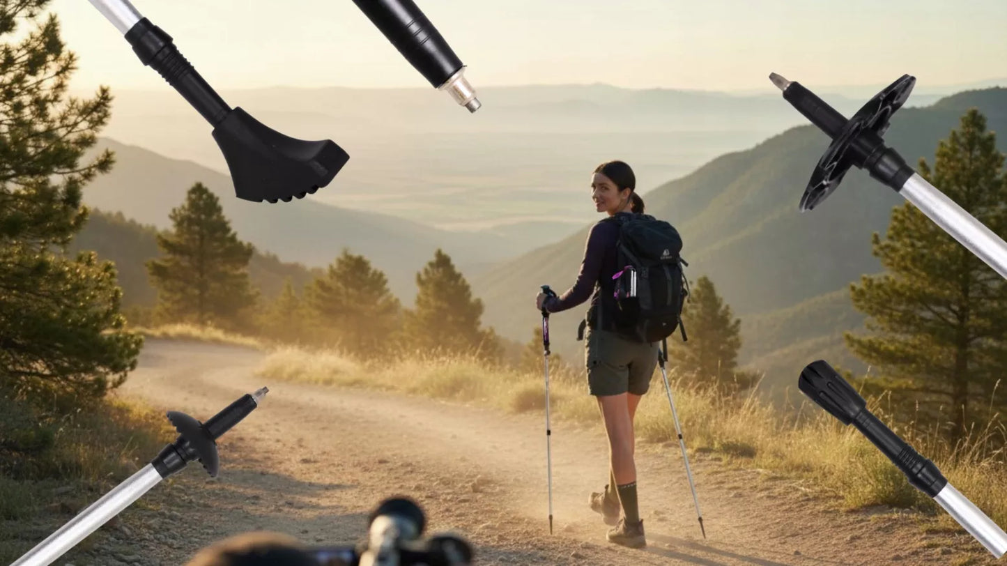 TREKKINGINĖS LAZDOS NORDIC WALKING SULANKSTOMOS LENGVOS LAZDOS KALNŲ ŽYGIAMS