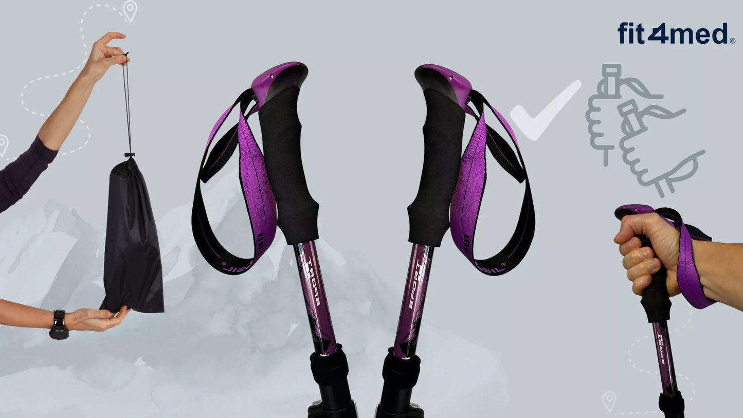 TREKKINGINĖS LAZDOS NORDIC WALKING SULANKSTOMOS LENGVOS LAZDOS KALNŲ ŽYGIAMS