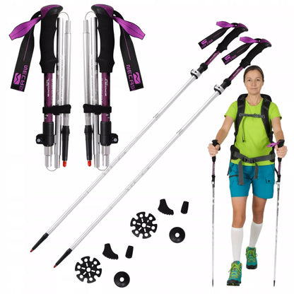 TREKKINGINĖS LAZDOS NORDIC WALKING SULANKSTOMOS LENGVOS LAZDOS KALNŲ ŽYGIAMS