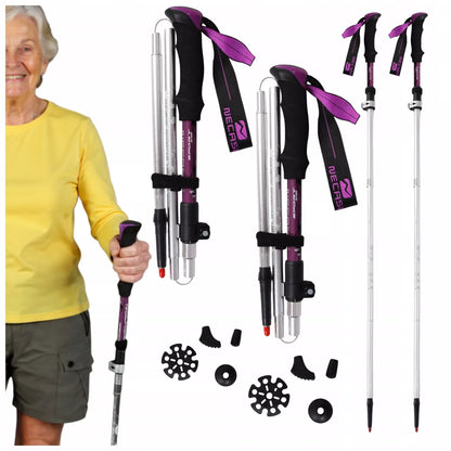 TREKKINGINĖS LAZDOS NORDIC WALKING SULANKSTOMOS LENGVOS LAZDOS KALNŲ ŽYGIAMS