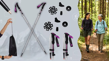 TREKKINGINĖS LAZDOS NORDIC WALKING SULANKSTOMOS LENGVOS LAZDOS KALNŲ ŽYGIAMS