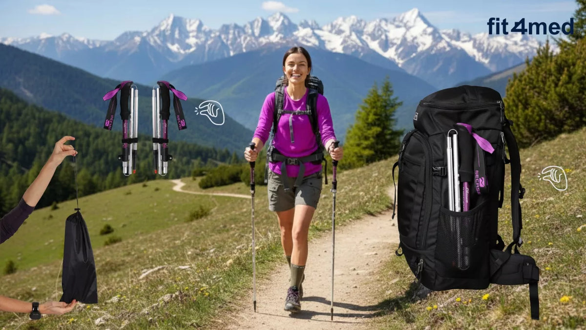 TREKKINGINĖS LAZDOS NORDIC WALKING SULANKSTOMOS LENGVOS LAZDOS KALNŲ ŽYGIAMS