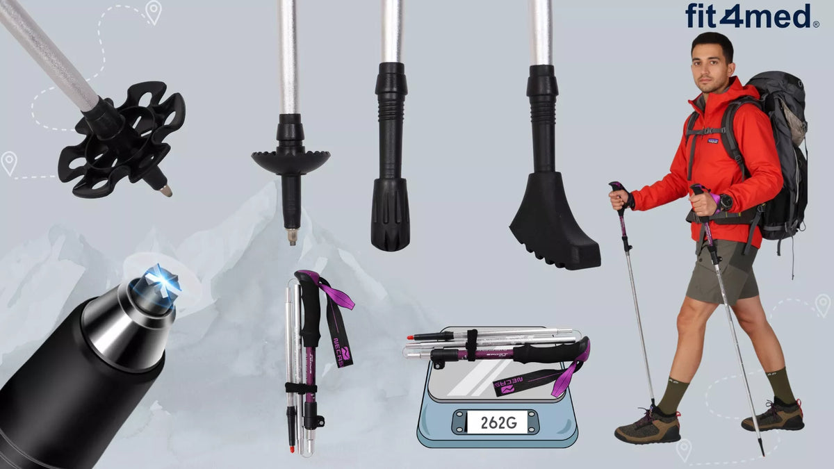 TREKKINGINĖS LAZDOS NORDIC WALKING SULANKSTOMOS LENGVOS LAZDOS KALNŲ ŽYGIAMS