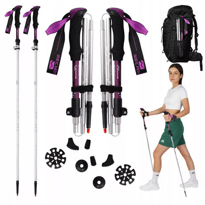 TREKKINGINĖS LAZDOS NORDIC WALKING SULANKSTOMOS LENGVOS LAZDOS KALNŲ ŽYGIAMS