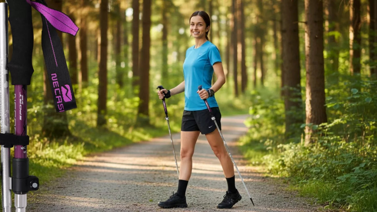 TREKKINGINĖS LAZDOS NORDIC WALKING SULANKSTOMOS LENGVOS LAZDOS KALNŲ ŽYGIAMS