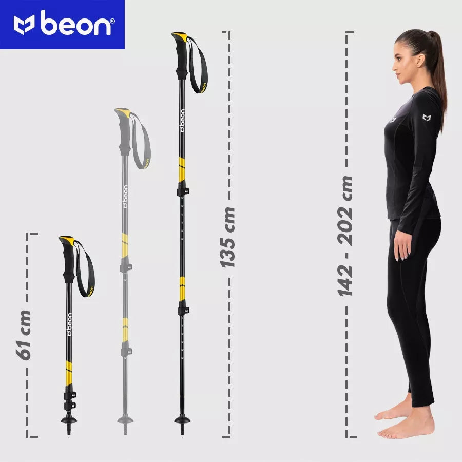 SUDĖTINĖS TREKKINGO LAZDOS, SKIRTOS VAŽINĖJIMUI SU NORDIC WALKING TECHNIKA, ALIUMININĖS, TELESOPINĖS