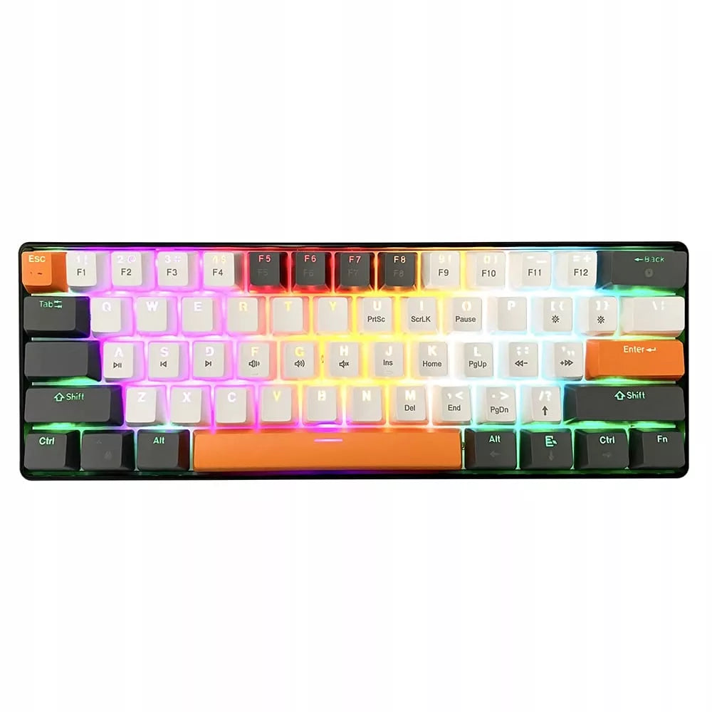 Mechaninė 60% žaidimų klaviatūra – RGB LED apšvietimas, raudoni jungikliai