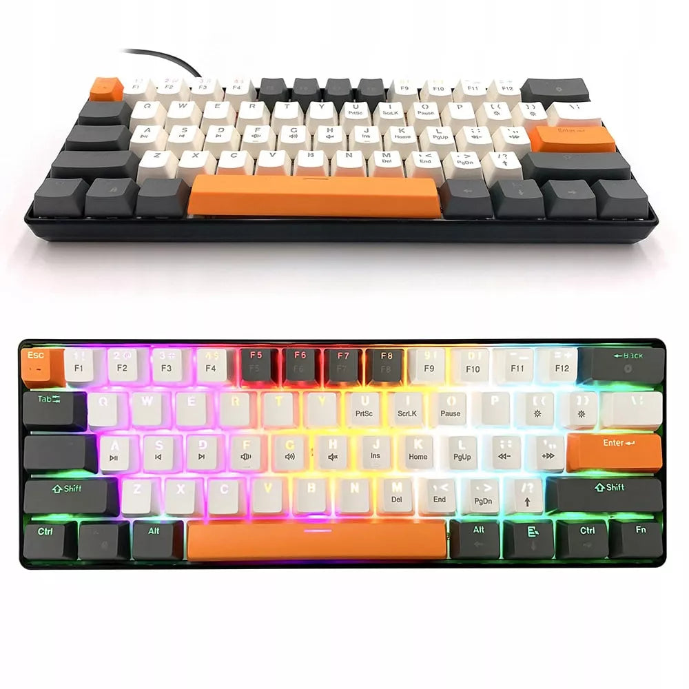 Mechaninė 60% žaidimų klaviatūra – RGB LED apšvietimas, raudoni jungikliai