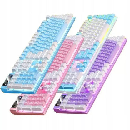Mechaninė žaidimų klaviatūra su LED apšvietimu, violetinė