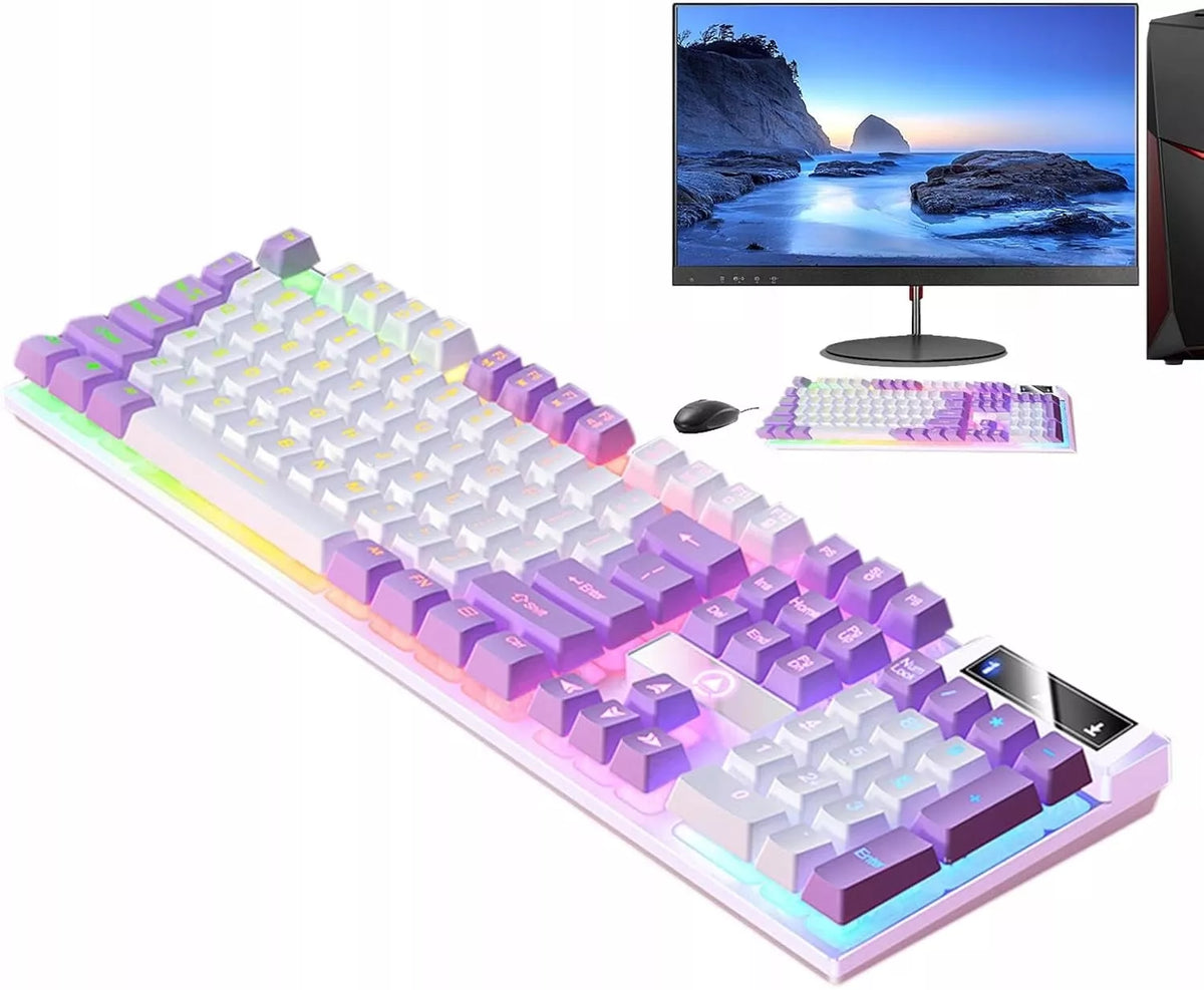 Mechaninė žaidimų klaviatūra su LED apšvietimu, violetinė