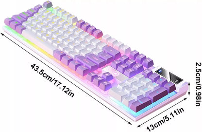 Mechaninė žaidimų klaviatūra su LED apšvietimu, violetinė