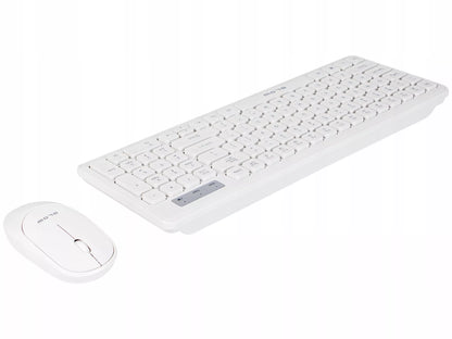 BELAIIDĖ KOMPIUTERIO PELĖ IR KLAVIATŪRA UNIVERSALI USB, SKLANDI DARBUI, PLONA, BALTA