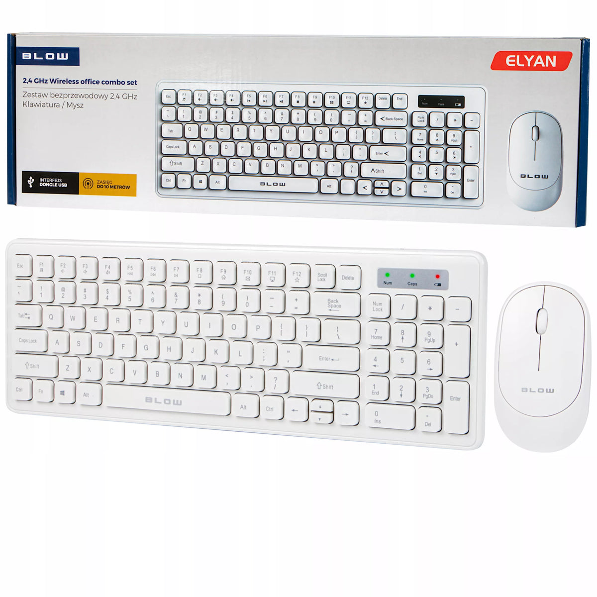 BELAIIDĖ KOMPIUTERIO PELĖ IR KLAVIATŪRA UNIVERSALI USB, SKLANDI DARBUI, PLONA, BALTA
