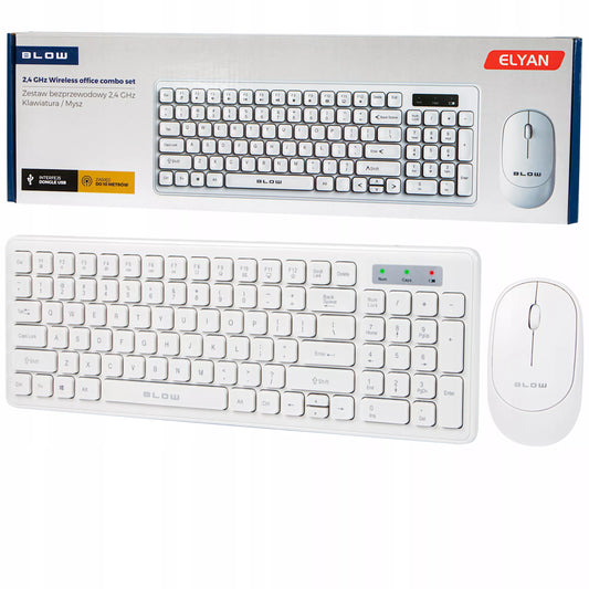 BELAIIDĖ KOMPIUTERIO PELĖ IR KLAVIATŪRA UNIVERSALI USB, SKLANDI DARBUI, PLONA, BALTA