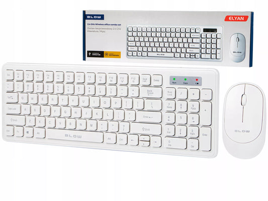 BELAIIDĖ KOMPIUTERIO PELĖ IR KLAVIATŪRA UNIVERSALI USB, SKLANDI DARBUI, PLONA, BALTA