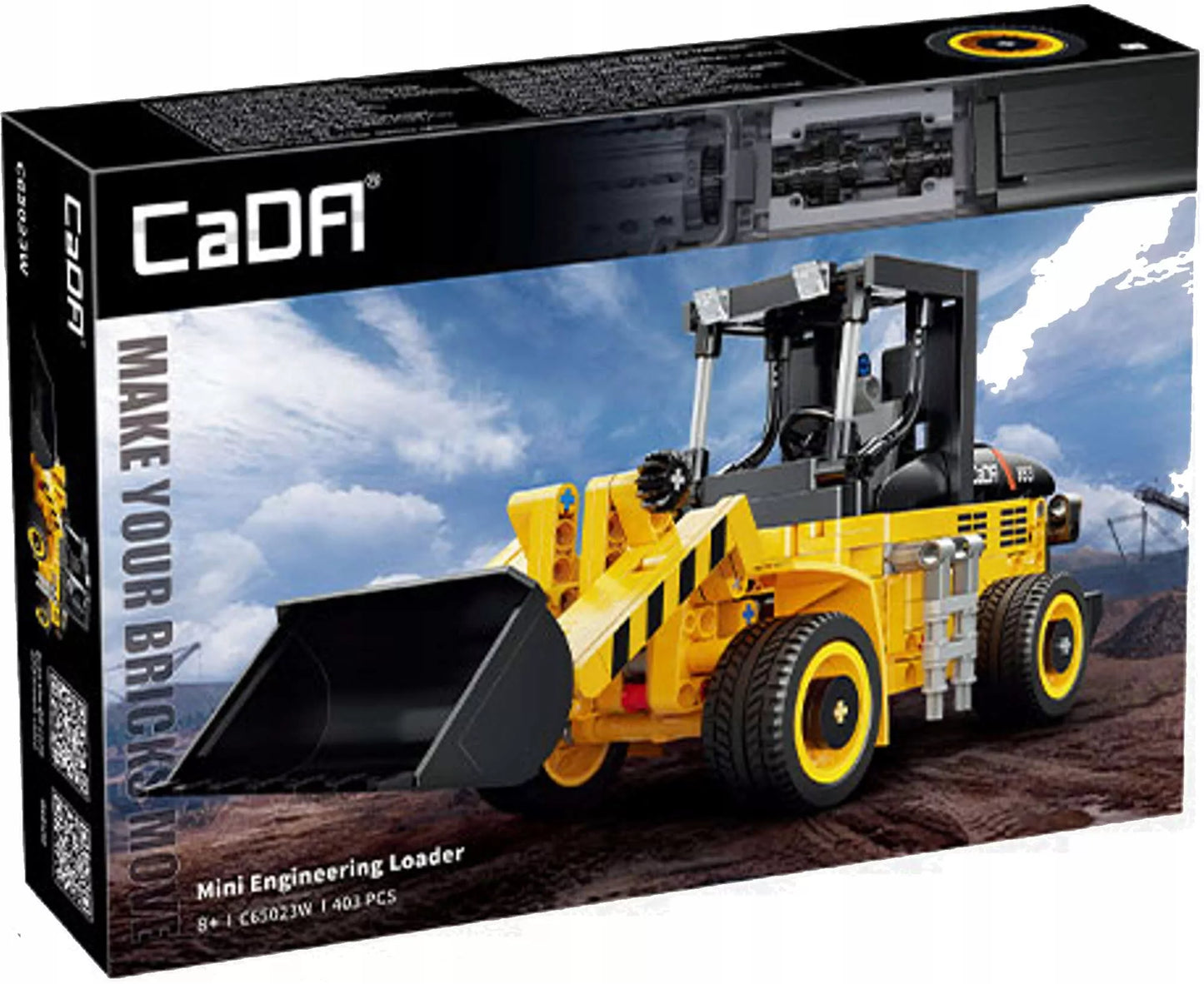 Statybiniai blokeliai CADA TECHNIC mini ekskavatorius-krautuvo modelis 403 detalės