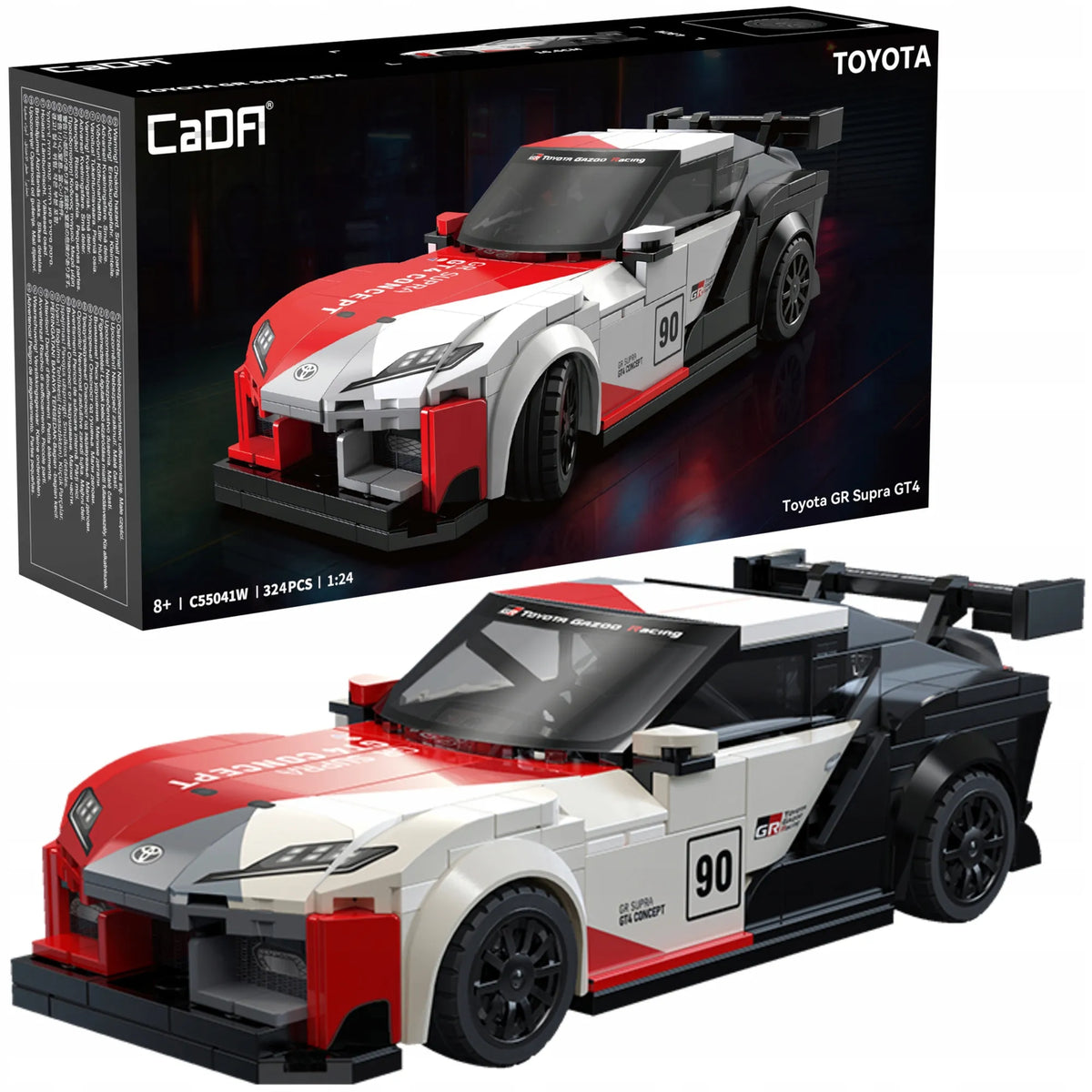 CaDA konstravimo kaladėlės lenktyninis automobilis Toyota GR Supra GT4 342 dalys