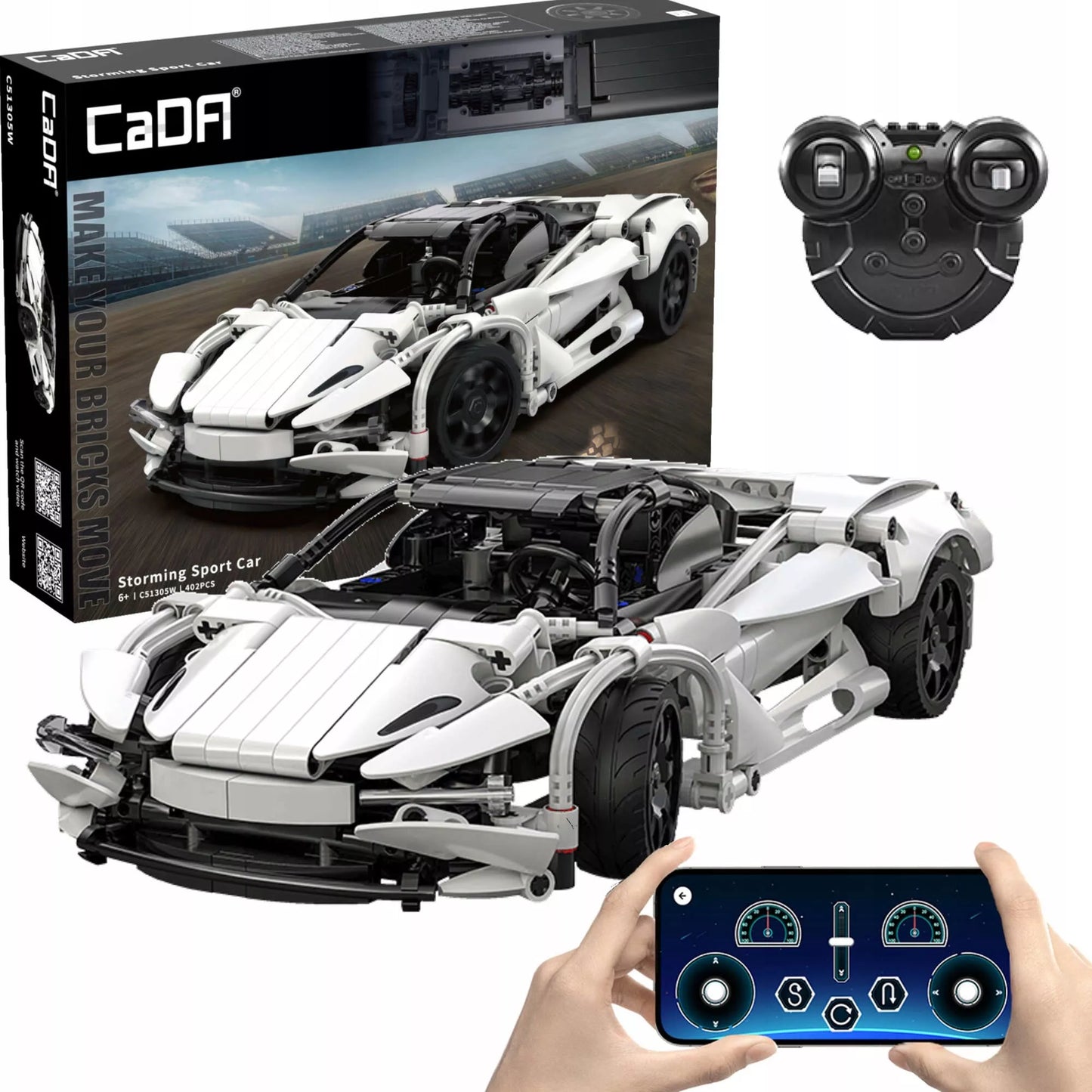 CADA konstruktorius – nuotoliniu būdu valdomas sportinis automobilis Super Storm, 30 cm, 402 dalys