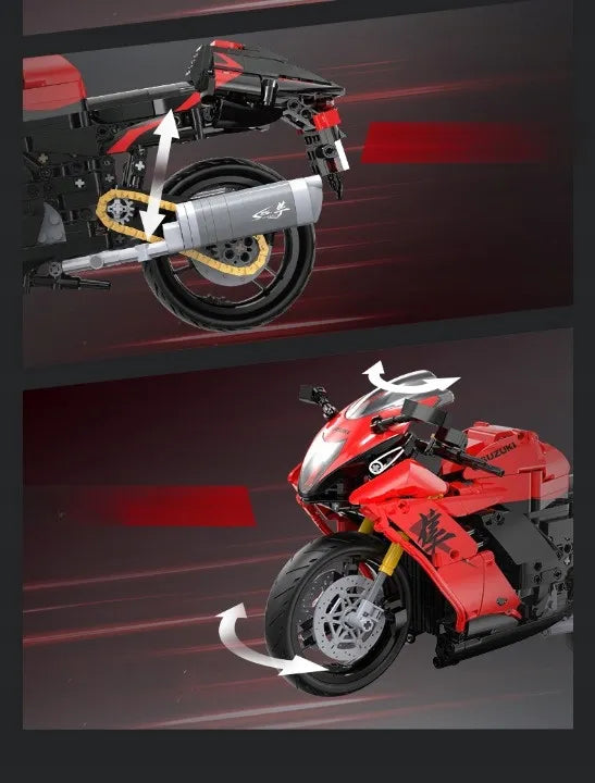 CaDA konstravimo rinkinys Suzuki Hayabusa 1:6 motociklas, 1043 detalės
