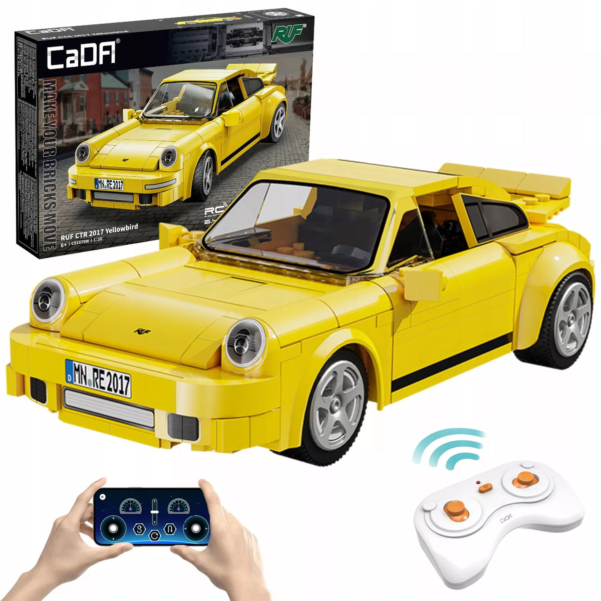 Nuotoliniu būdu valdomas CaDA „Yellowbird“ automobilis (222 dalys)