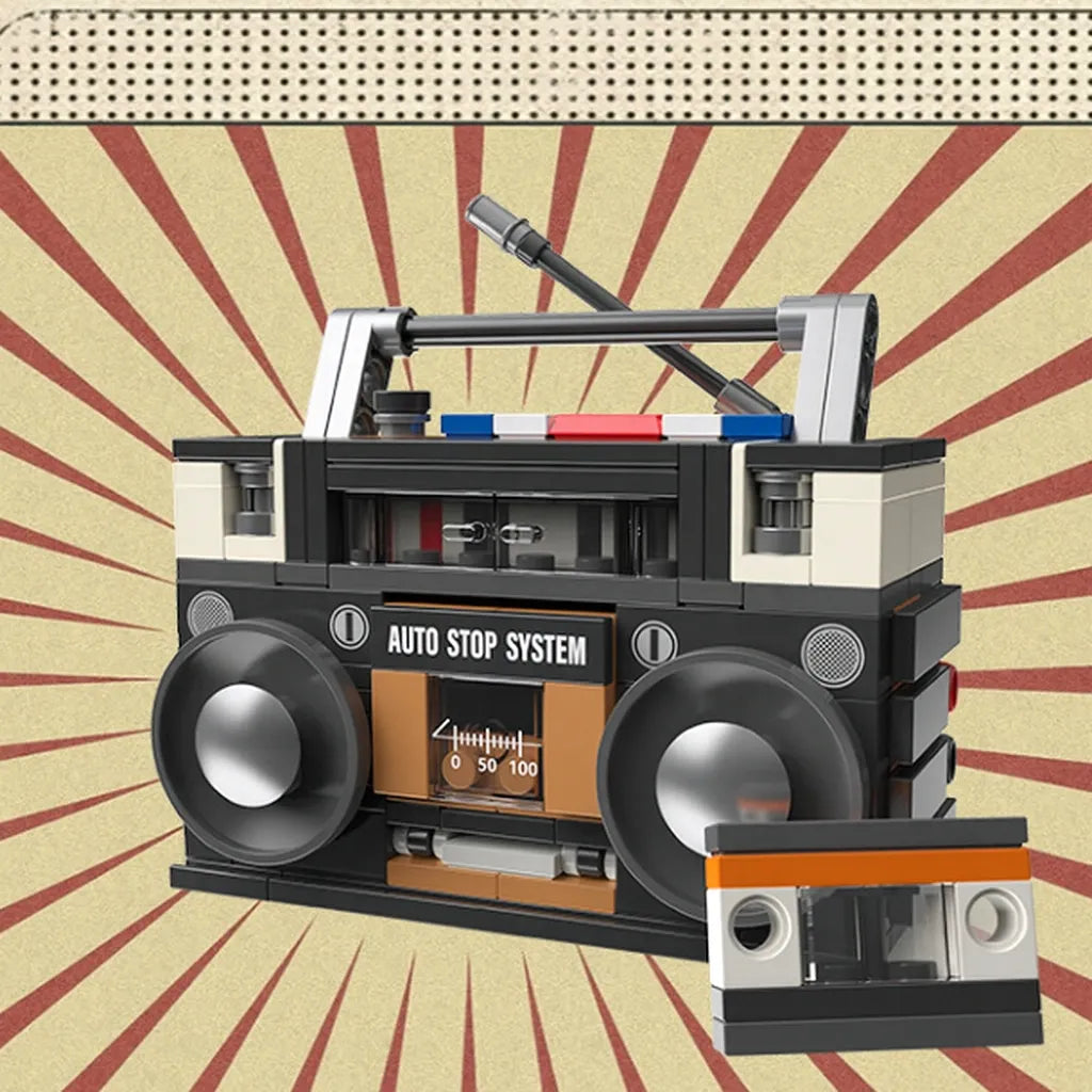 RETRO BOOM BOX radijo magnetofono 3D konstravimo kaladėlės, 168 det.