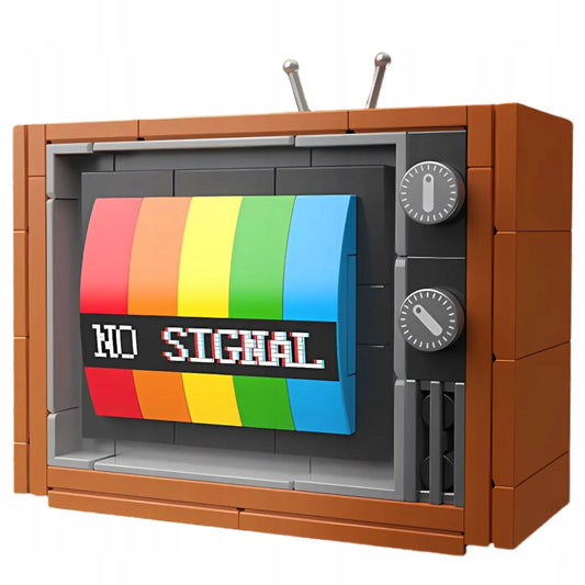 Konstrukcinis kaladėlių rinkinys retro spalvotas televizorius vintage TV su antena 3D 133 vnt.