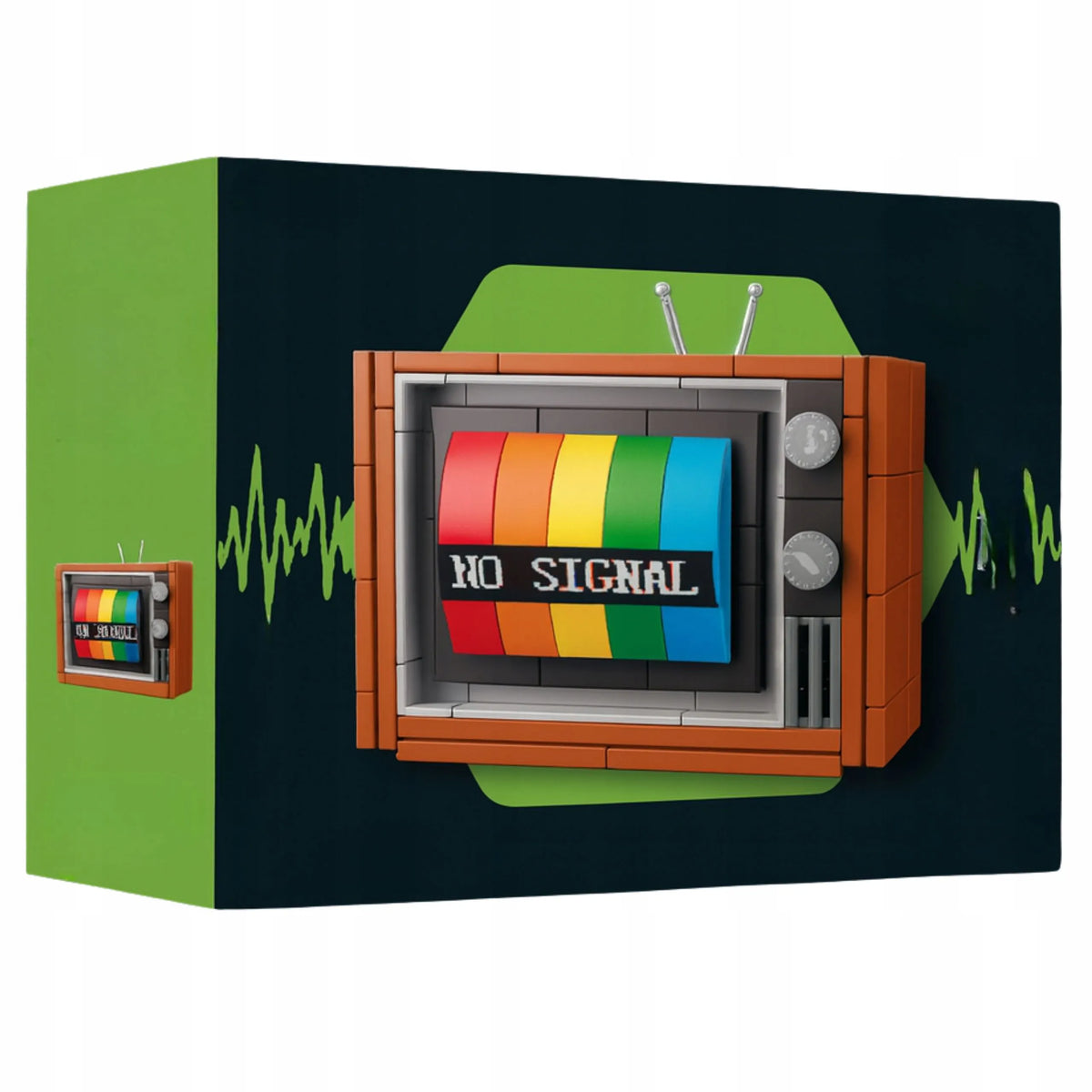 Konstrukcinis kaladėlių rinkinys retro spalvotas televizorius vintage TV su antena 3D 133 vnt.