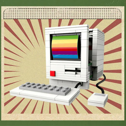 Konstrukcinis kaladėlių rinkinys retro kompiuteris stalinis 3D klaviatūra pelė 274 detalių