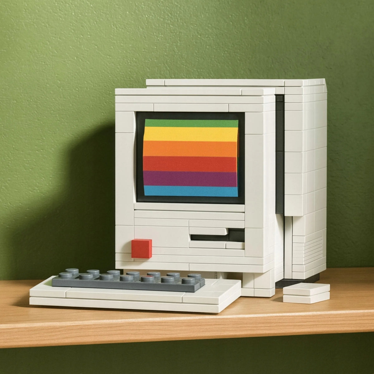 Konstrukcinis kaladėlių rinkinys retro kompiuteris stalinis 3D klaviatūra pelė 274 detalių