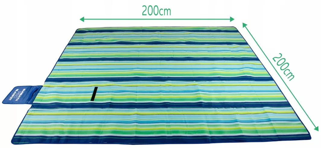 200x200cm izoliuotas paplūdimio pledas su rankena ir tvirtinimo detalėmis