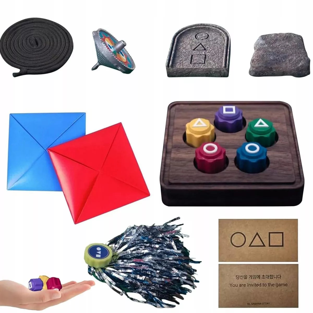 GONGGI GONGI KOREJŲ ŽAIDIMAS "SQUID GAME" RINKINYS KABLIUKAI GONG