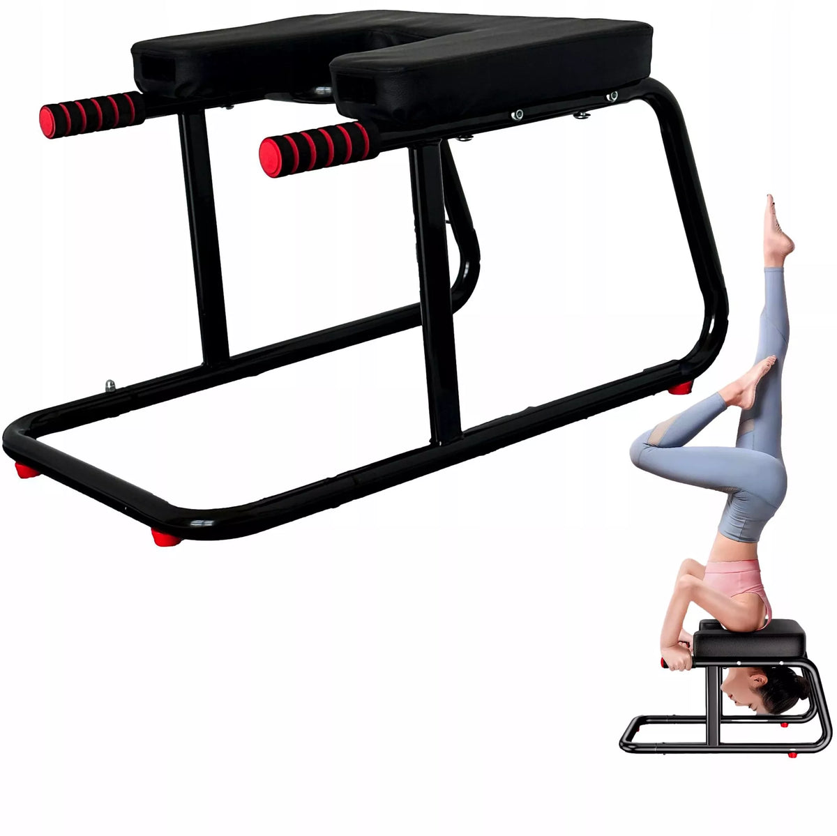 Apverčiamoji kėdė, suoliukas jogos pratimams ir stovėsenai ant galvos JSM FITNESS + neslystantis kilimėlis