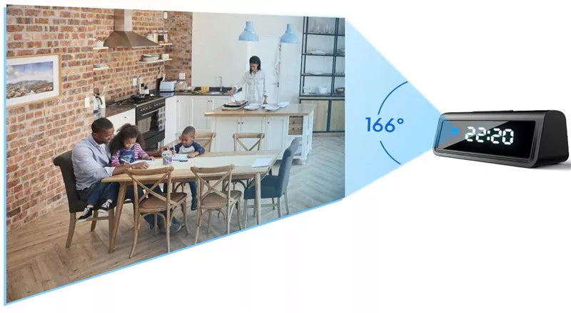 Šnipų kamera žadintuvas kamerinis laikrodis IP WiFi 2,4 ir 5 GHz