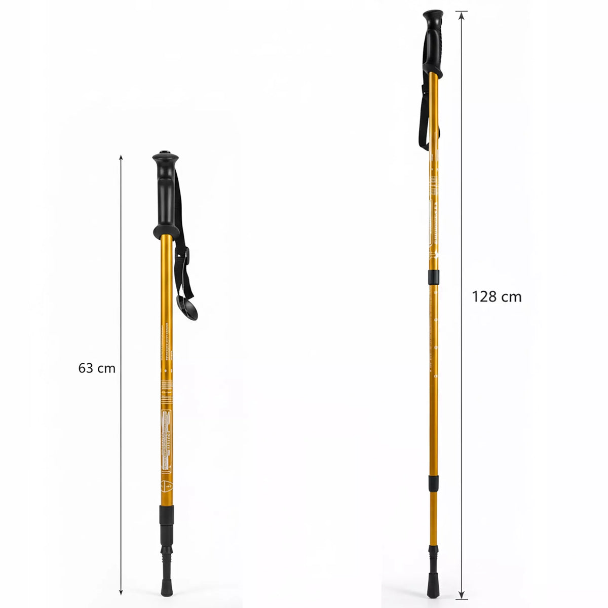 Nordic Walking lazdos, žygiavimo lazdos, sulankstomos, auksinės