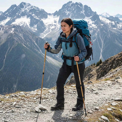 Nordic Walking lazdos, žygiavimo lazdos, sulankstomos, auksinės