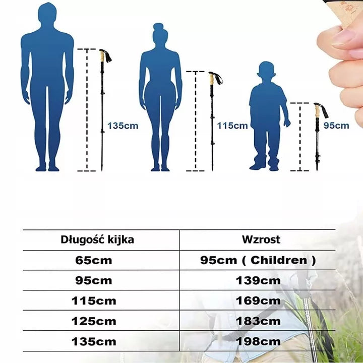 Trekinginės lazdelės „Nordic Walking“ teleskopiniai vaikščiojimo lazdai