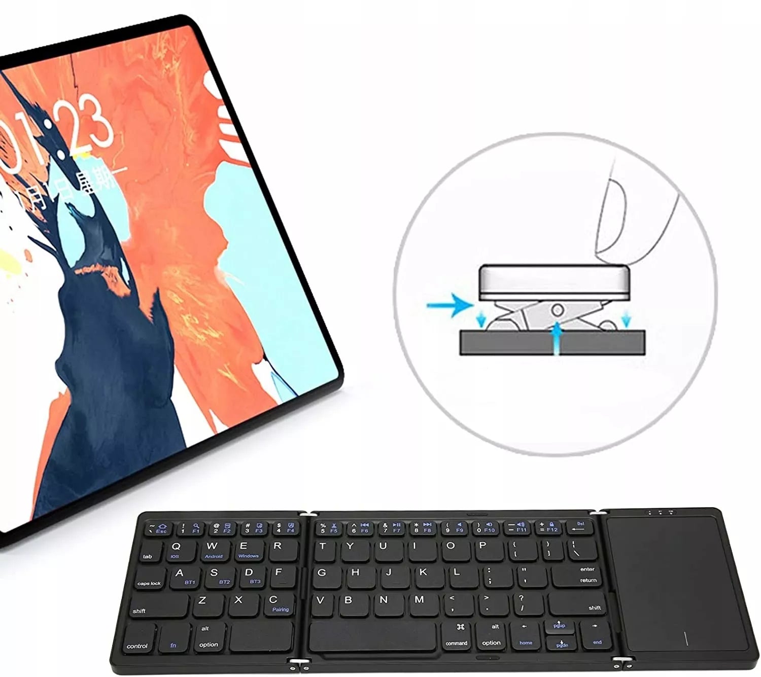 Nešiojama sulankstoma belaidė „Bluetooth“ klaviatūra B089T