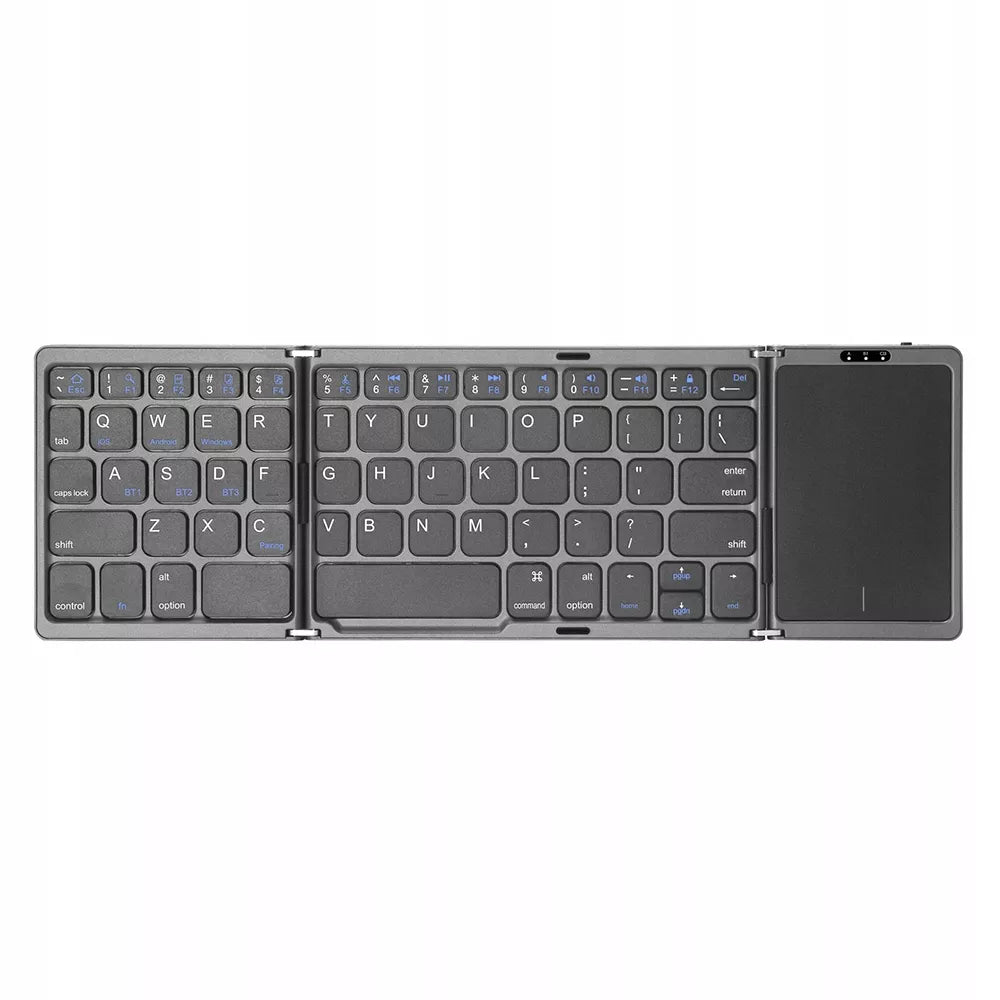 Sulankstoma belaidė „Bluetooth“ klaviatūra su lietimui jautriu skydeliu, QWERTY, tamsiai pilka