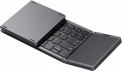 Sulankstoma belaidė „Bluetooth“ klaviatūra su lietimui jautriu skydeliu, QWERTY, tamsiai pilka