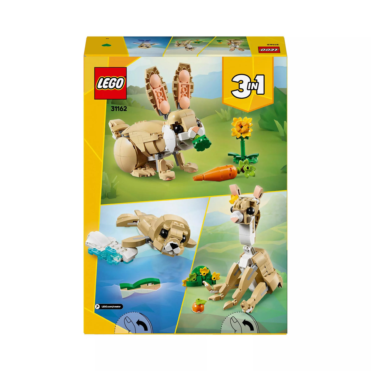 LEGO CREATOR 3in1 kaladėlės 31162 Mielas zuikis, lama, ruonis, triušis