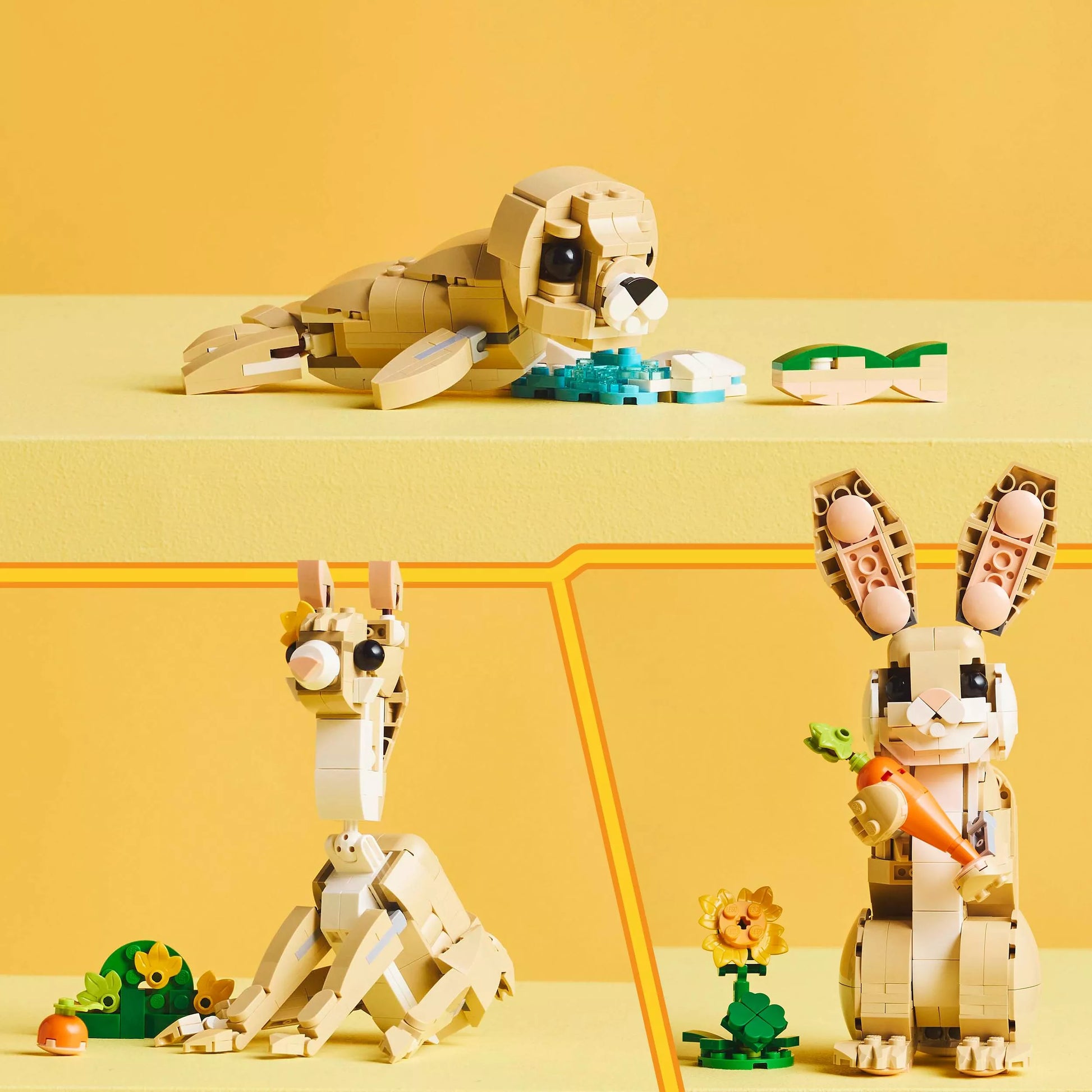 LEGO CREATOR 3in1 kaladėlės 31162 Mielas zuikis, lama, ruonis, triušis