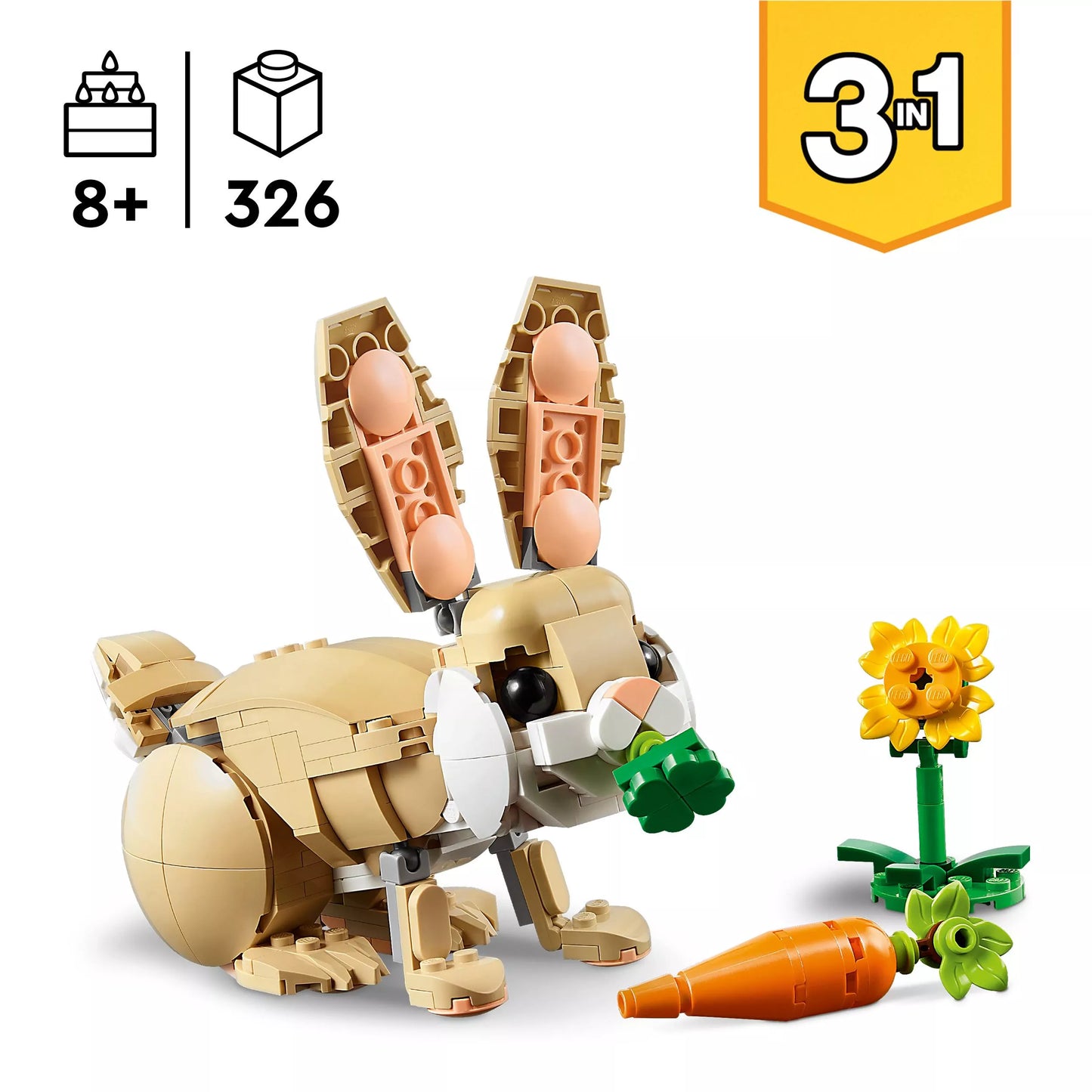 LEGO CREATOR 3in1 kaladėlės 31162 Mielas zuikis, lama, ruonis, triušis
