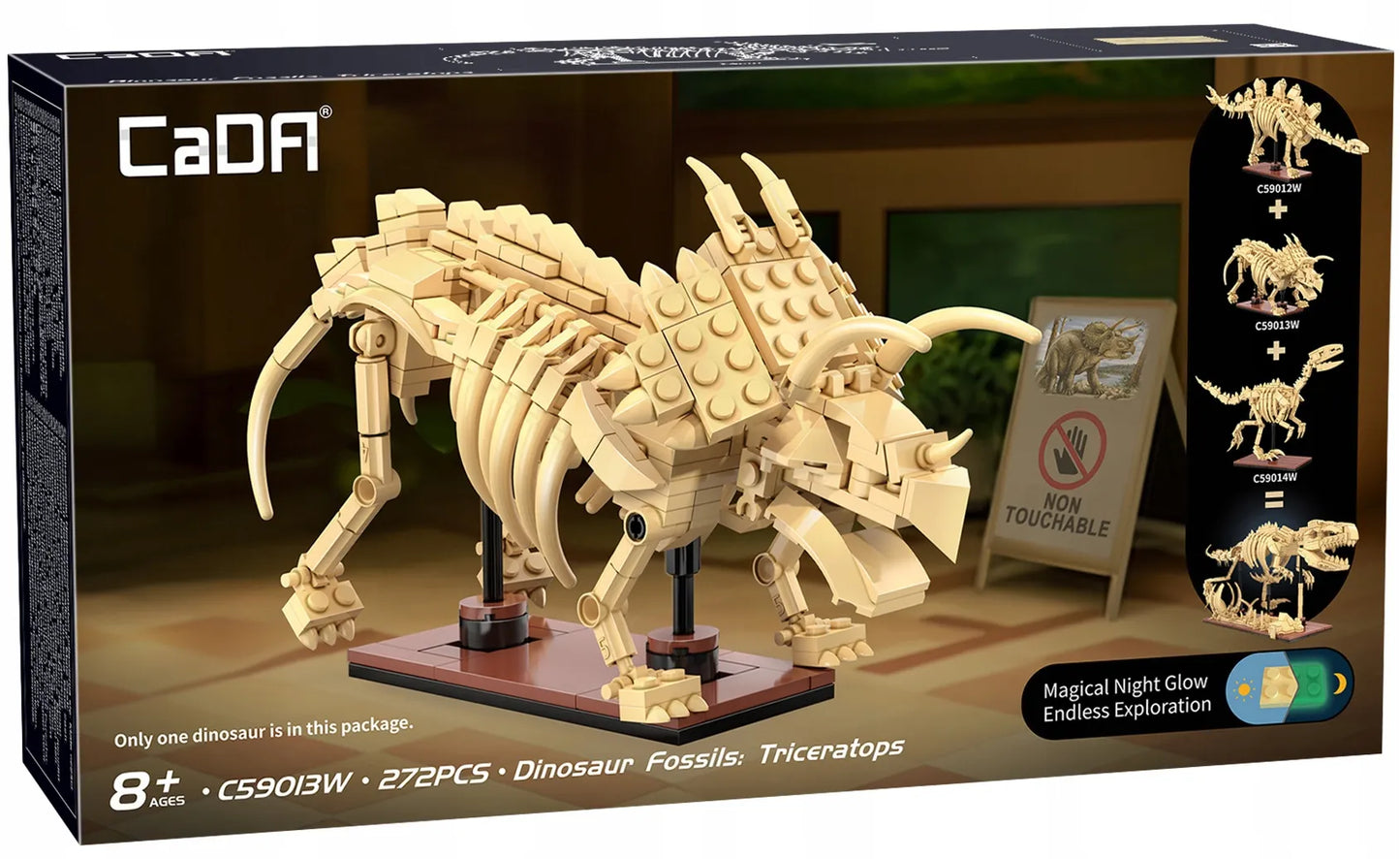 CaDA konstravimo kaladėlių komplektas Dinozauro skeletas Triceratops 272 dalys C59013W