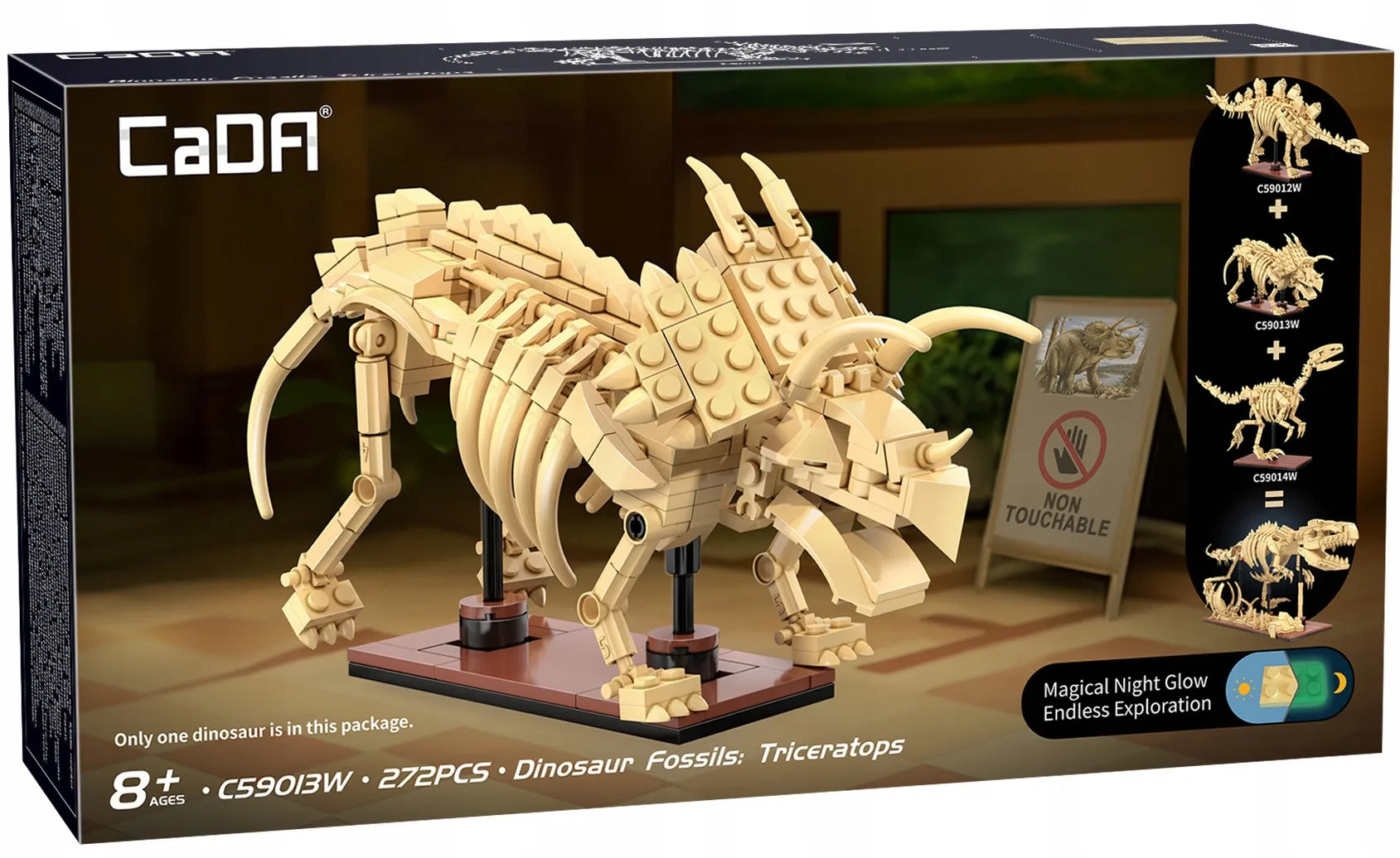 CaDA konstravimo kaladėlių komplektas Dinozauro skeletas Triceratops 272 dalys C59013W