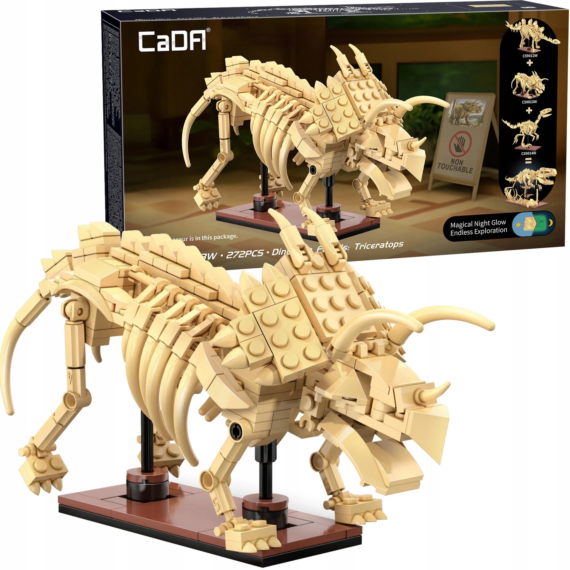 CaDA konstravimo kaladėlių komplektas Dinozauro skeletas Triceratops 272 dalys C59013W