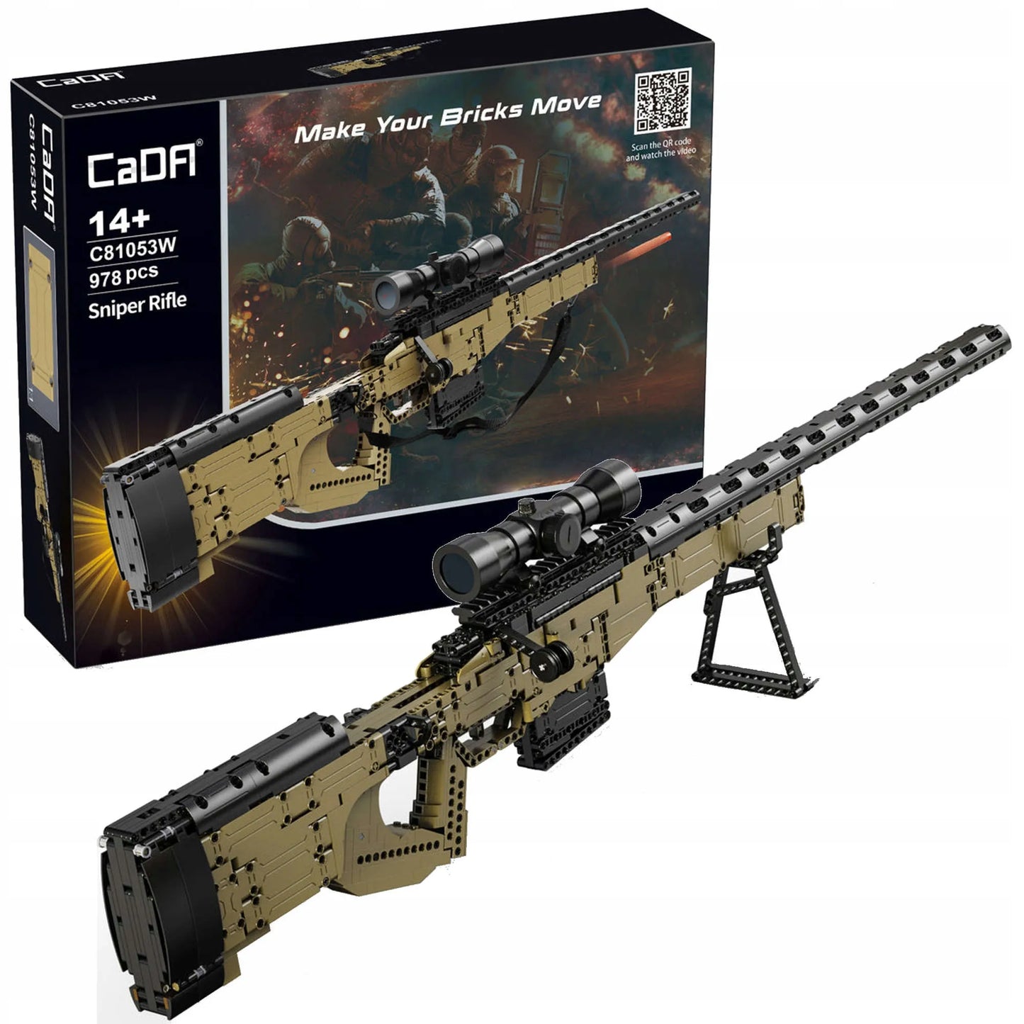 CaDA konstravimo rinkinys Sniper Rifle, 978 dalys, plastikinis