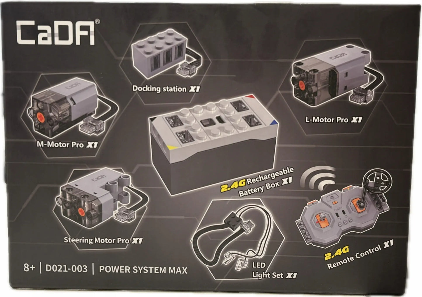 CaDA konstravimo kaladėlės Power System MAX rinkinys su 7 elementų pavara