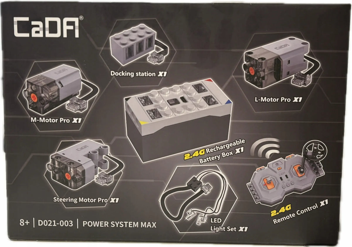 CaDA konstravimo kaladėlės Power System MAX rinkinys su 7 elementų pavara