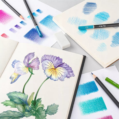 Profesionalūs pieštukai piešimui, dėklas su įranga, 76 vnt.