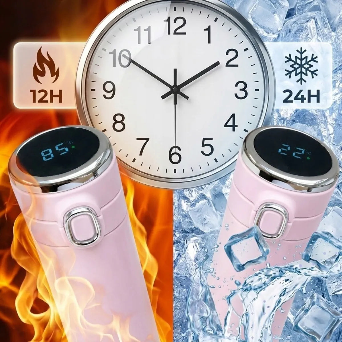 Terminis puodelis termosas kavai arbatai su snapeliu 400ml LCD ekranas